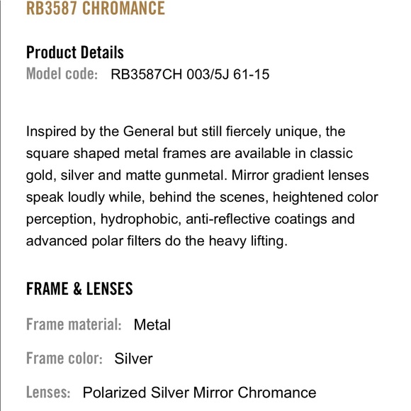 Ray Ban Polarized Mirror Chromance Aviator Sunglasses - Picture 8 of 8